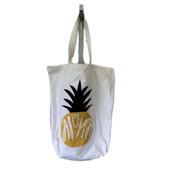 Aloha Hawaii Pineapple Canvas Farmer's Market Tote Shopping Bag - Picture 1 of 3